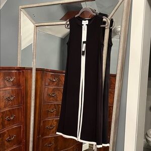 Joseph Ribkoff Black Midi Dress with White Trim